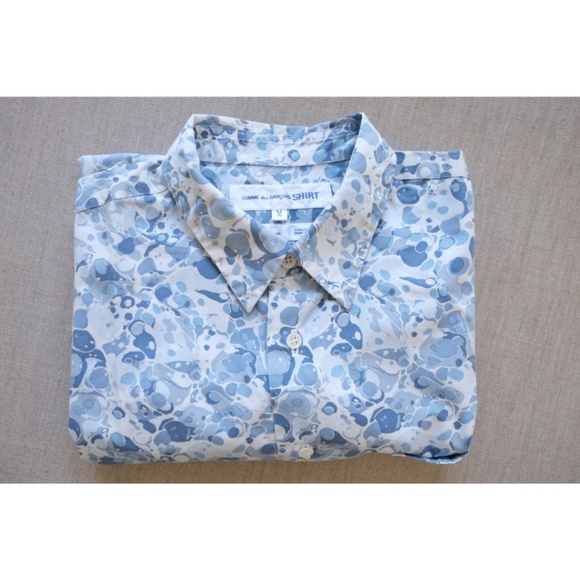 Comme des Garçons - 1990s Cotton 墨流し (suminagashi) Print Shirt - Picture 9 of 10